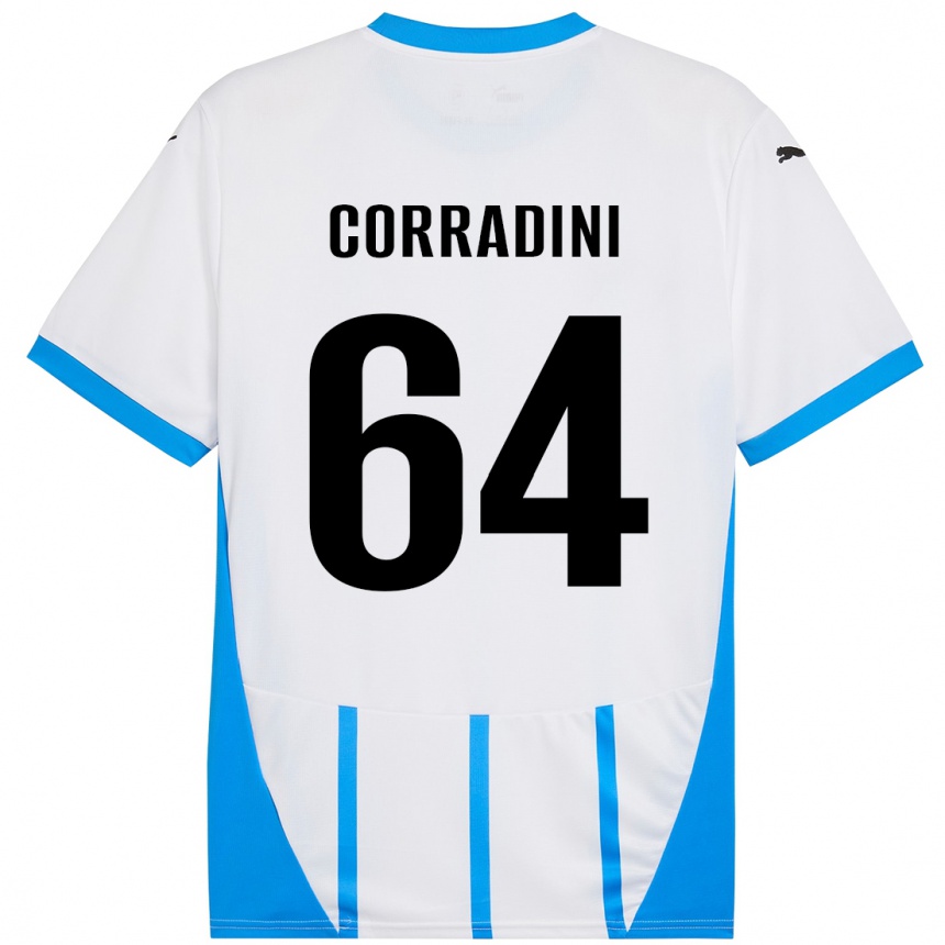 Kids Football Francesco Corradini #64 White Blue Away Jersey 2024/25 T-Shirt Uk