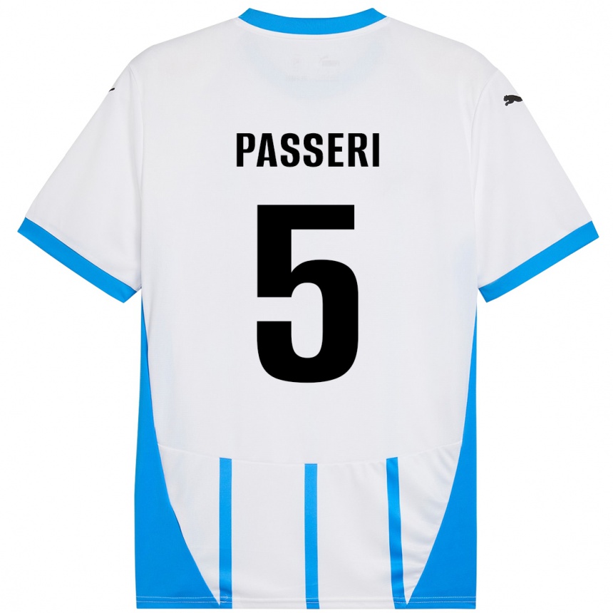 Kids Football Angela Passeri #5 White Blue Away Jersey 2024/25 T-Shirt Uk