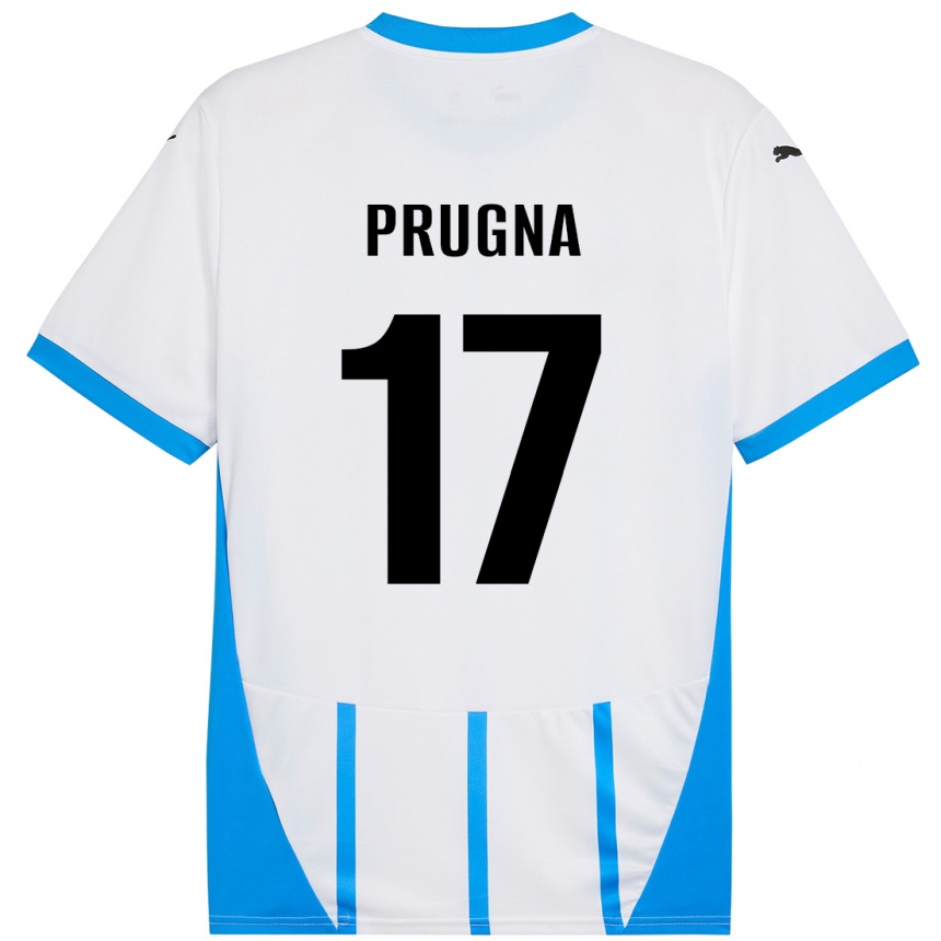 Kids Football Cecilia Prugna #17 White Blue Away Jersey 2024/25 T-Shirt Uk