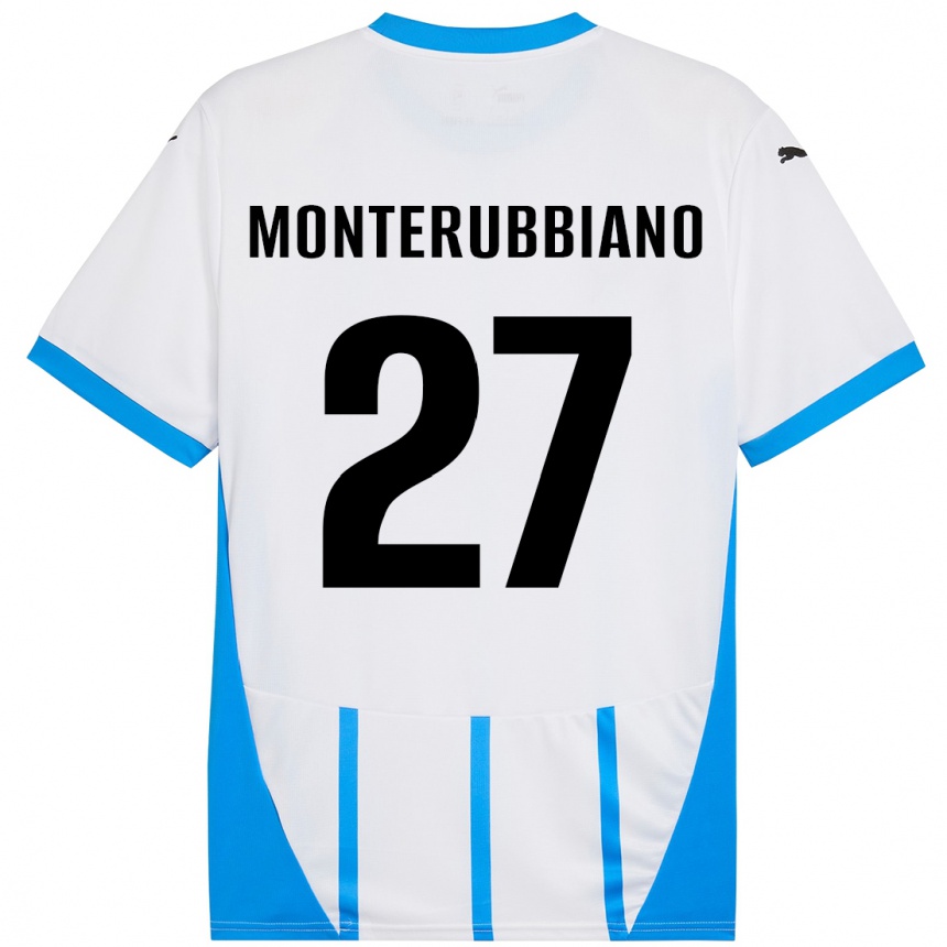 Kids Football Valeria Monterubbiano #27 White Blue Away Jersey 2024/25 T-Shirt Uk