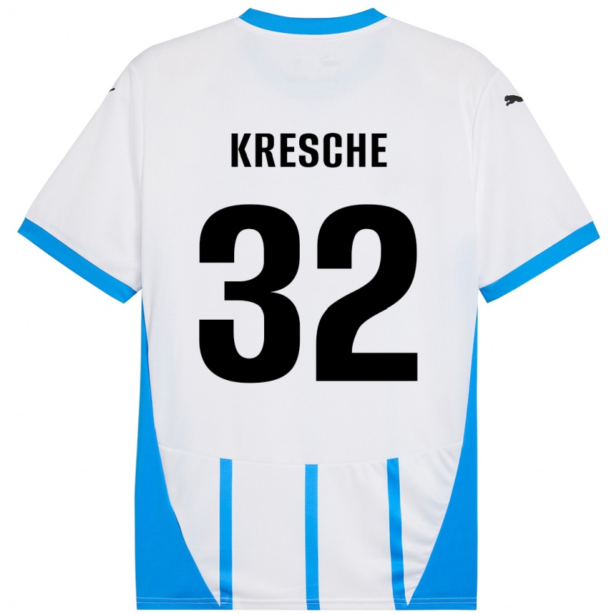 Kids Football Isabella Kresche #32 White Blue Away Jersey 2024/25 T-Shirt Uk