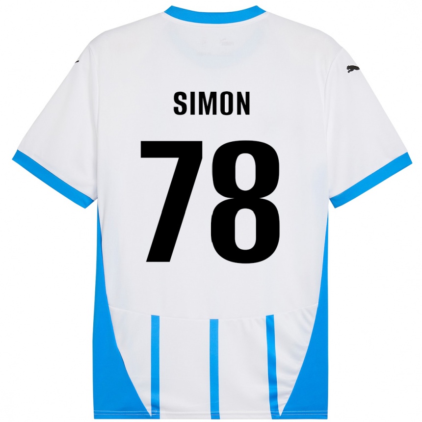 Kids Football Bénédicte Simon #78 White Blue Away Jersey 2024/25 T-Shirt Uk