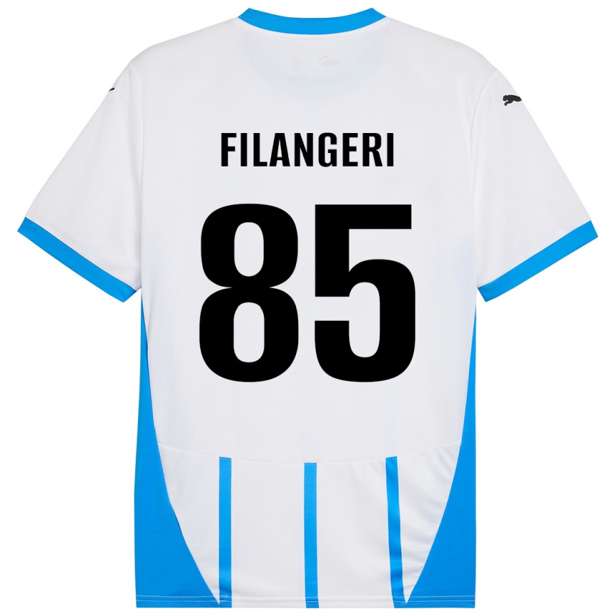 Kids Football Maria Luisa Filangeri #85 White Blue Away Jersey 2024/25 T-Shirt Uk