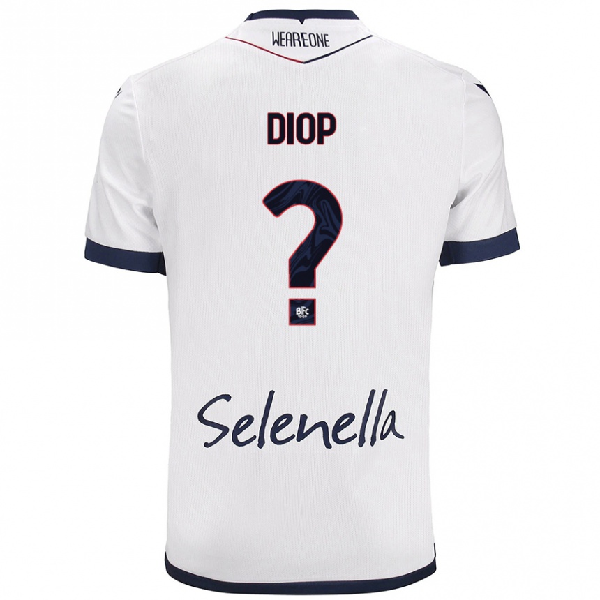 Kids Football Saer Diop #0 White Royal Blue Away Jersey 2024/25 T-Shirt Uk