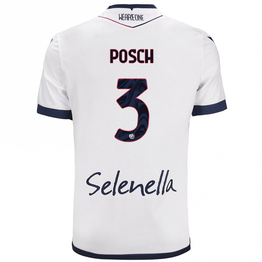 Kids Football Stefan Posch #3 White Royal Blue Away Jersey 2024/25 T-Shirt Uk