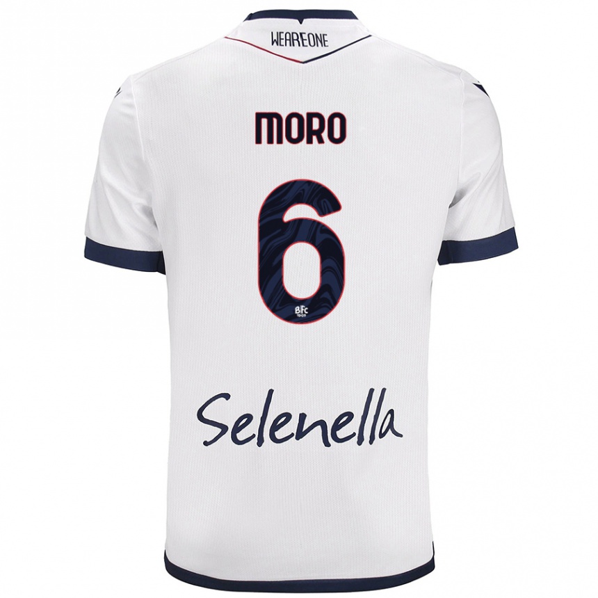 Kids Football Nikola Moro #6 White Royal Blue Away Jersey 2024/25 T-Shirt Uk