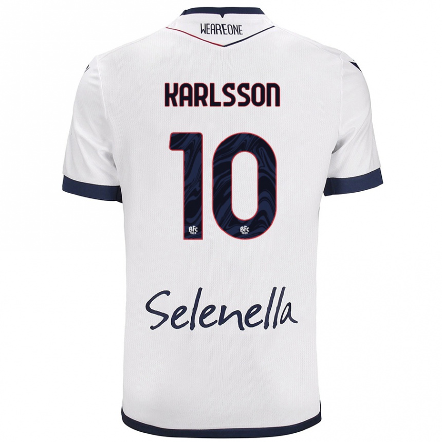 Kids Football Jesper Karlsson #10 White Royal Blue Away Jersey 2024/25 T-Shirt Uk