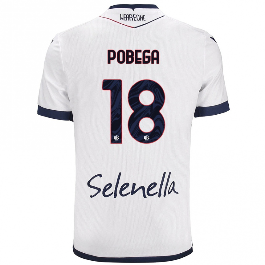 Kids Football Tommaso Pobega #18 White Royal Blue Away Jersey 2024/25 T-Shirt Uk