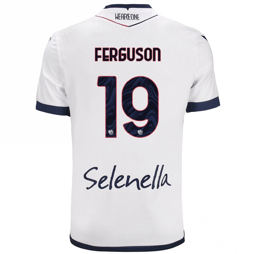 Kids Football Lewis Ferguson #19 White Royal Blue Away Jersey 2024/25 T-Shirt Uk