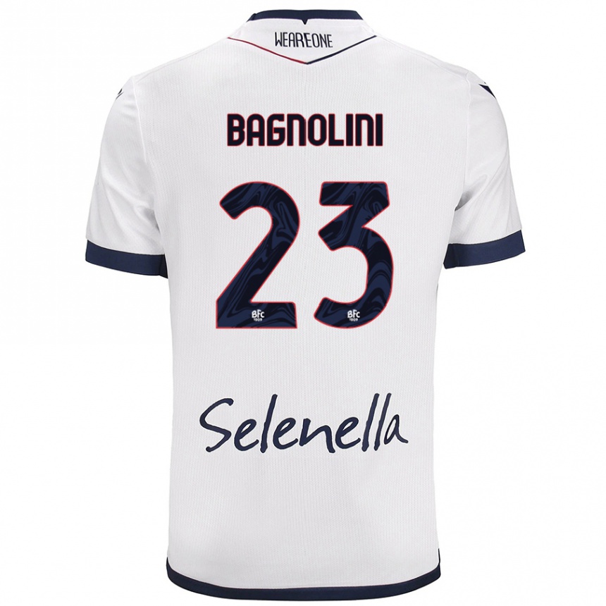 Kids Football Nicola Bagnolini #23 White Royal Blue Away Jersey 2024/25 T-Shirt Uk