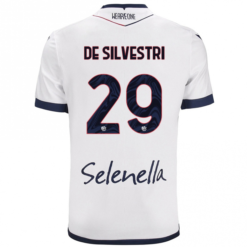 Kids Football Lorenzo De Silvestri #29 White Royal Blue Away Jersey 2024/25 T-Shirt Uk