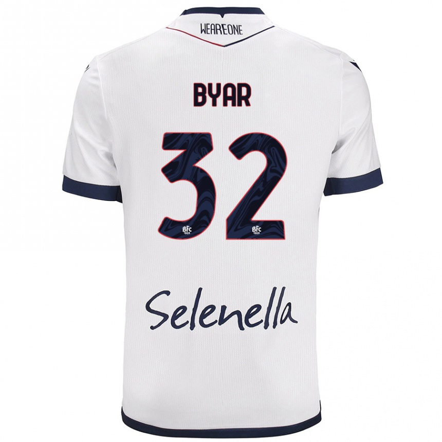 Kids Football Naïm Byar #32 White Royal Blue Away Jersey 2024/25 T-Shirt Uk