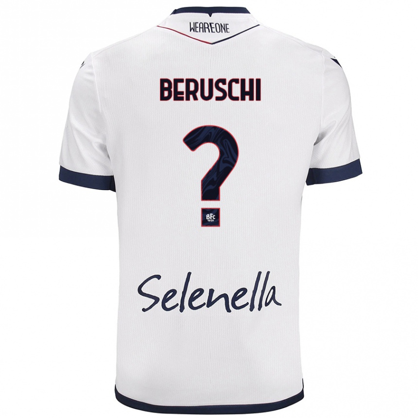 Kids Football Diego Beruschi #0 White Royal Blue Away Jersey 2024/25 T-Shirt Uk