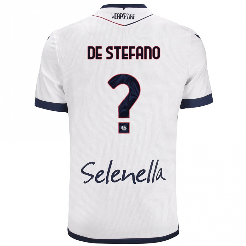 Kids Football Nicolò De Stefano #0 White Royal Blue Away Jersey 2024/25 T-Shirt Uk