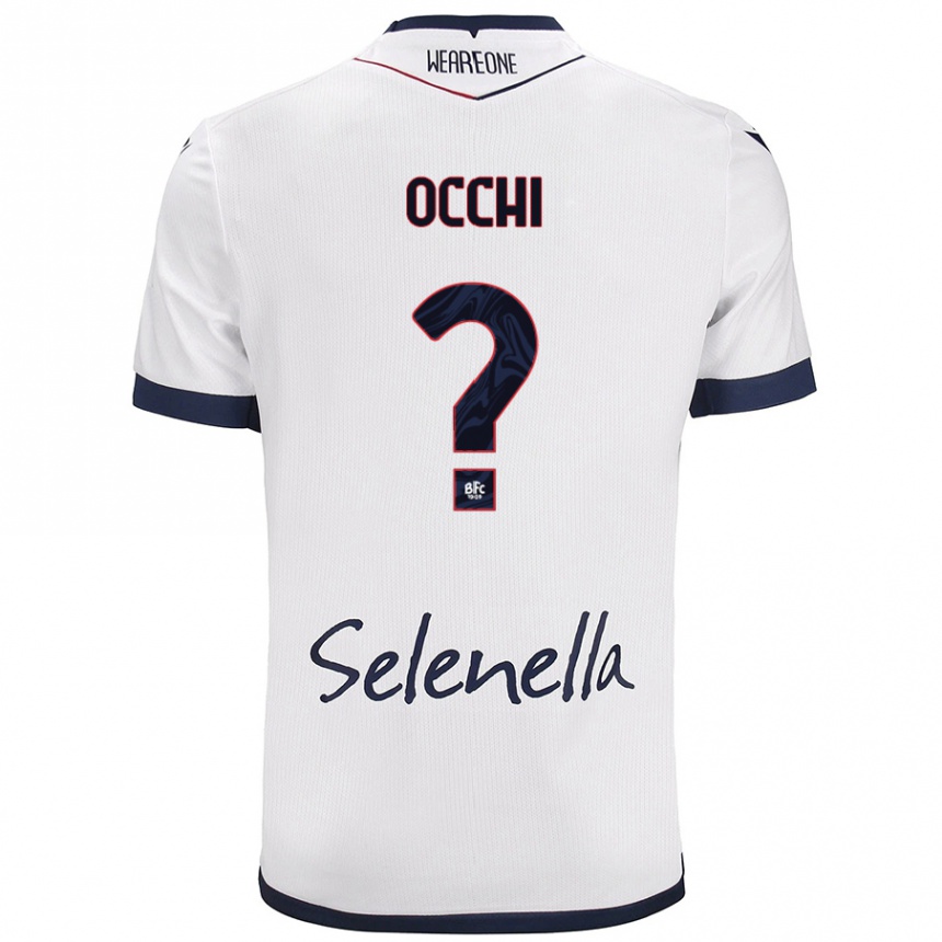 Kids Football Tommaso Occhi #0 White Royal Blue Away Jersey 2024/25 T-Shirt Uk