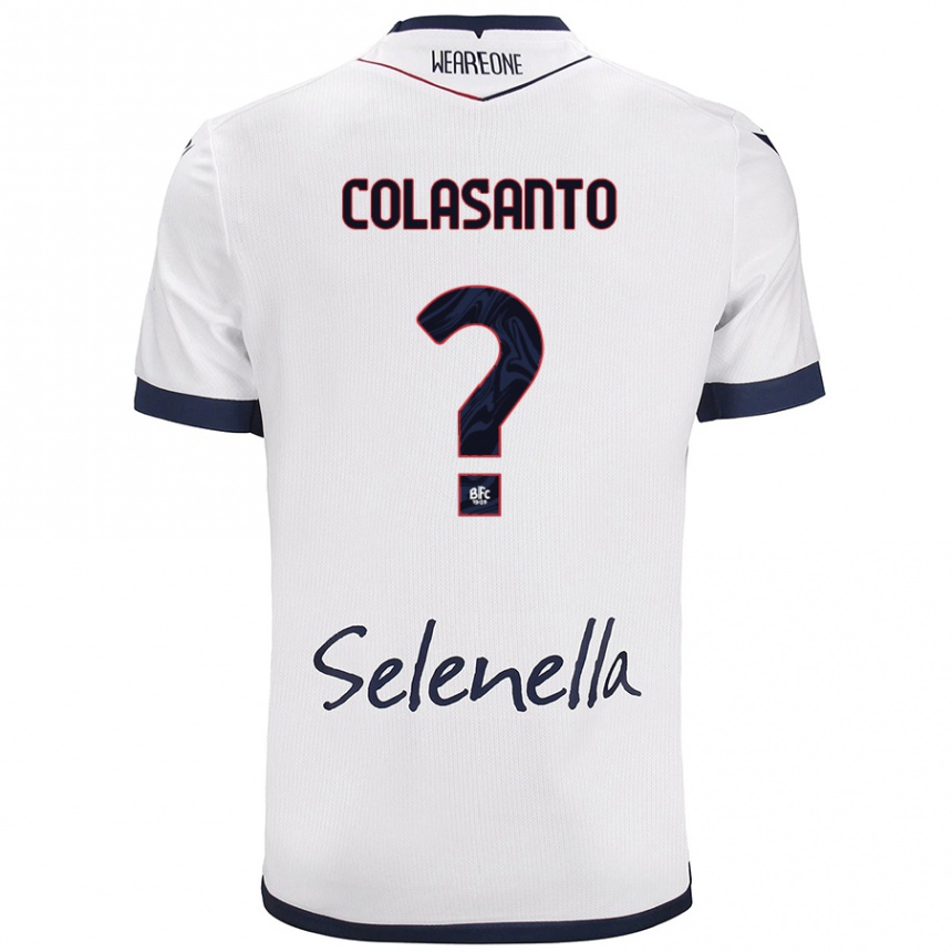 Kids Football Pietro Colasanto #0 White Royal Blue Away Jersey 2024/25 T-Shirt Uk