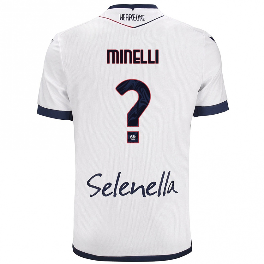 Kids Football Leo Minelli #0 White Royal Blue Away Jersey 2024/25 T-Shirt Uk