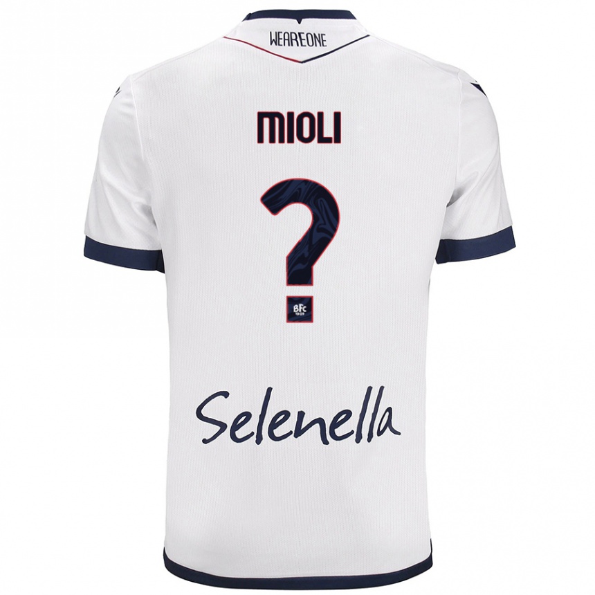 Kids Football Mattia Mioli #0 White Royal Blue Away Jersey 2024/25 T-Shirt Uk