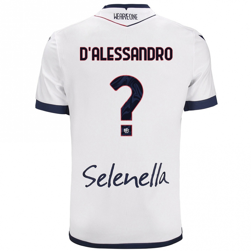 Kids Football Giuliano D'alessandro #0 White Royal Blue Away Jersey 2024/25 T-Shirt Uk