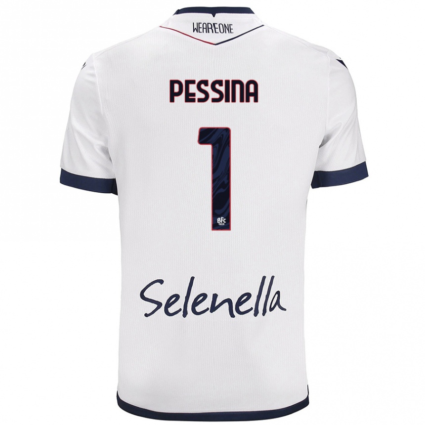 Kids Football Massimo Pessina #1 White Royal Blue Away Jersey 2024/25 T-Shirt Uk