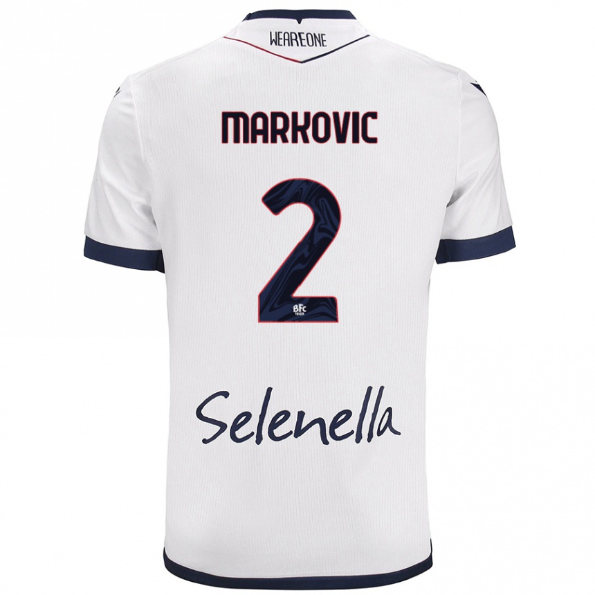 Kids Football Petar Markovic #2 White Royal Blue Away Jersey 2024/25 T-Shirt Uk