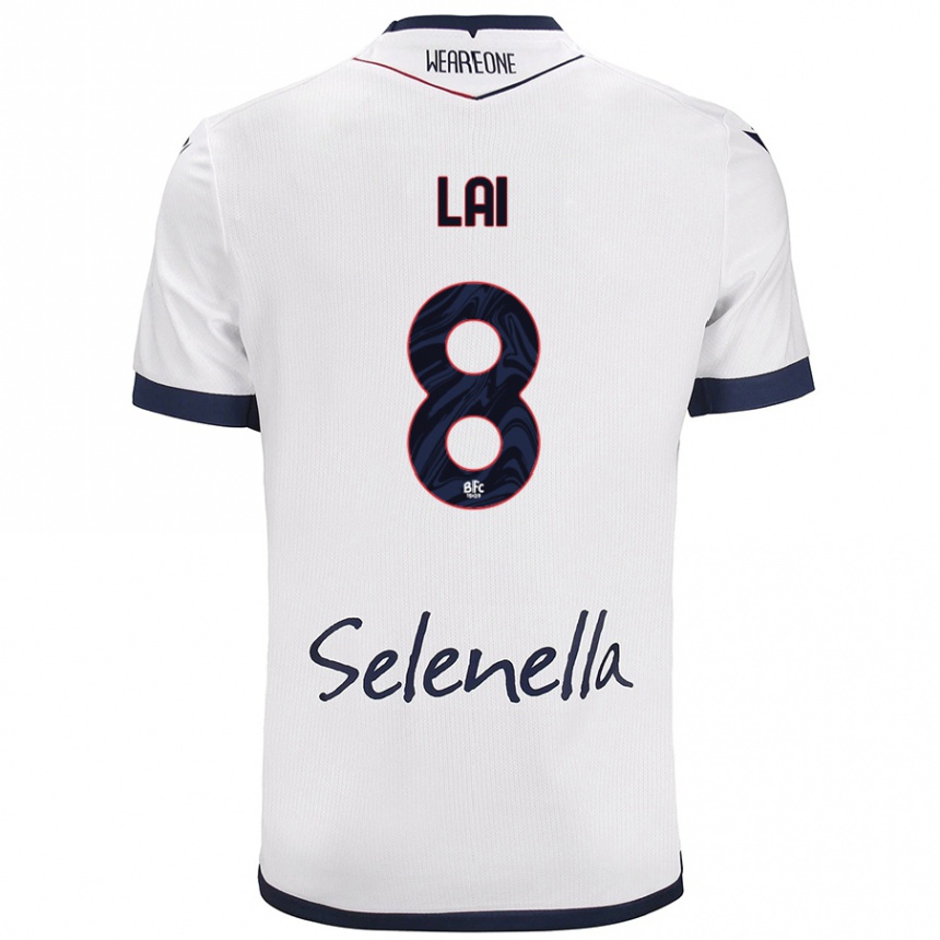 Kids Football Luca Lai #8 White Royal Blue Away Jersey 2024/25 T-Shirt Uk