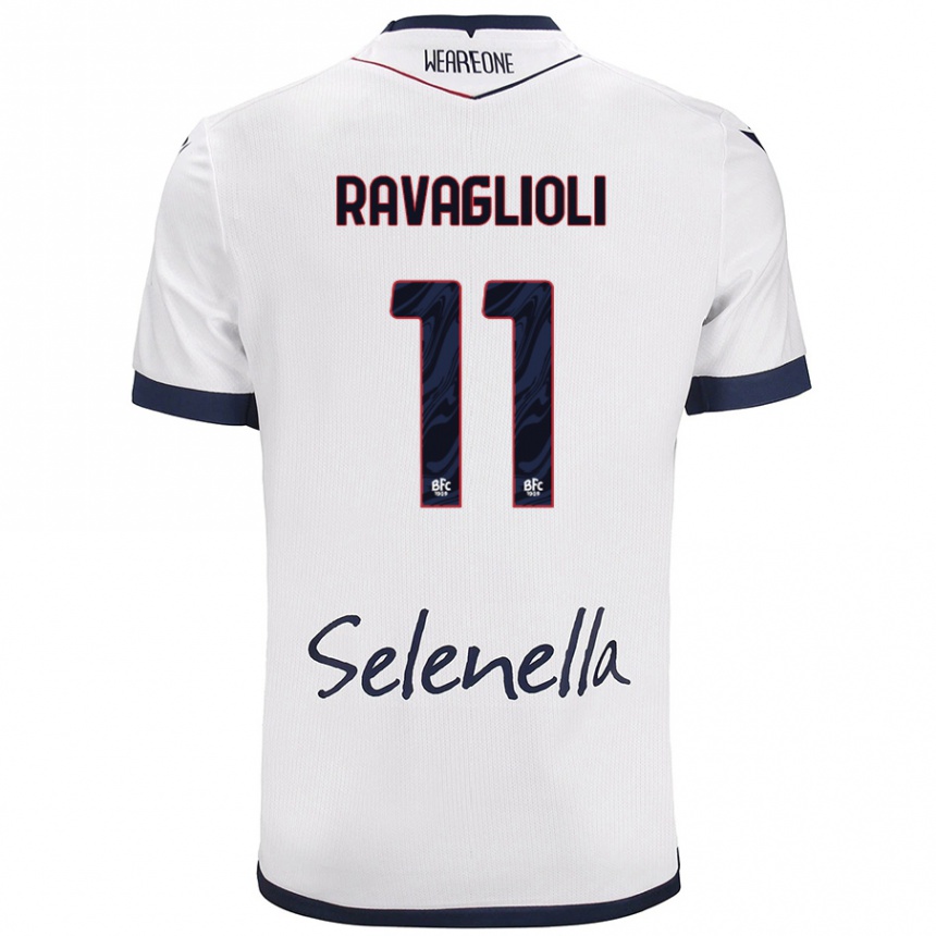 Kids Football Tommaso Ravaglioli #11 White Royal Blue Away Jersey 2024/25 T-Shirt Uk