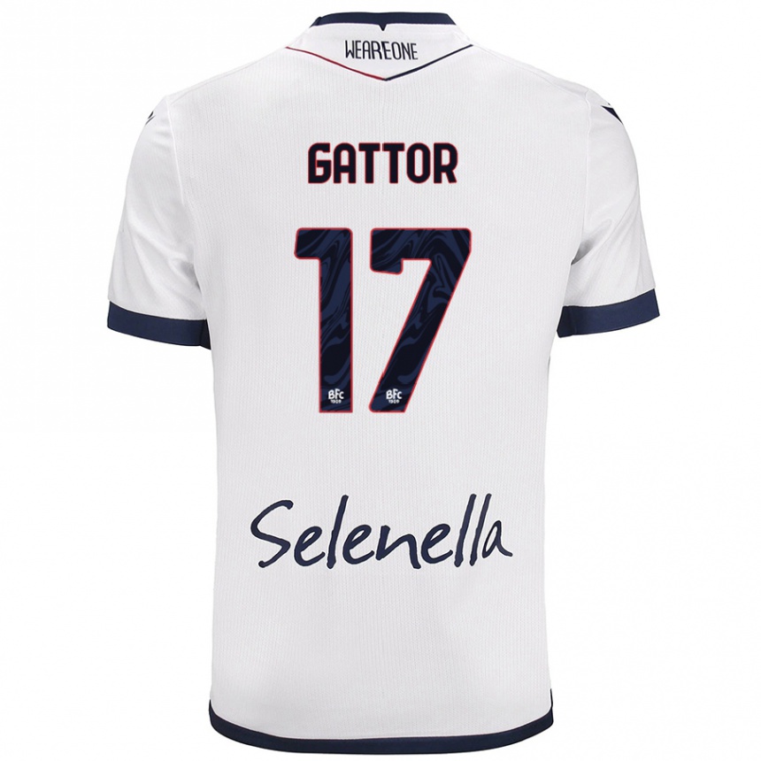 Kids Football Gianluca Gattor #17 White Royal Blue Away Jersey 2024/25 T-Shirt Uk