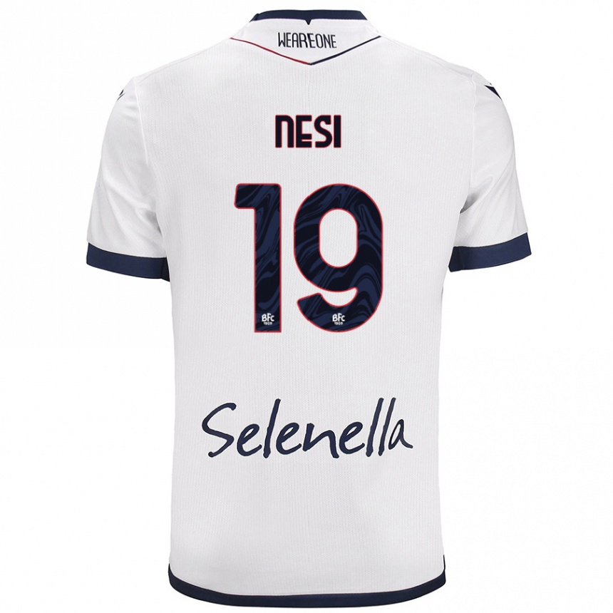 Kids Football Luca Nesi #19 White Royal Blue Away Jersey 2024/25 T-Shirt Uk