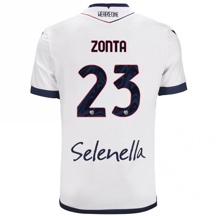 Kids Football Alessandro Zonta #23 White Royal Blue Away Jersey 2024/25 T-Shirt Uk