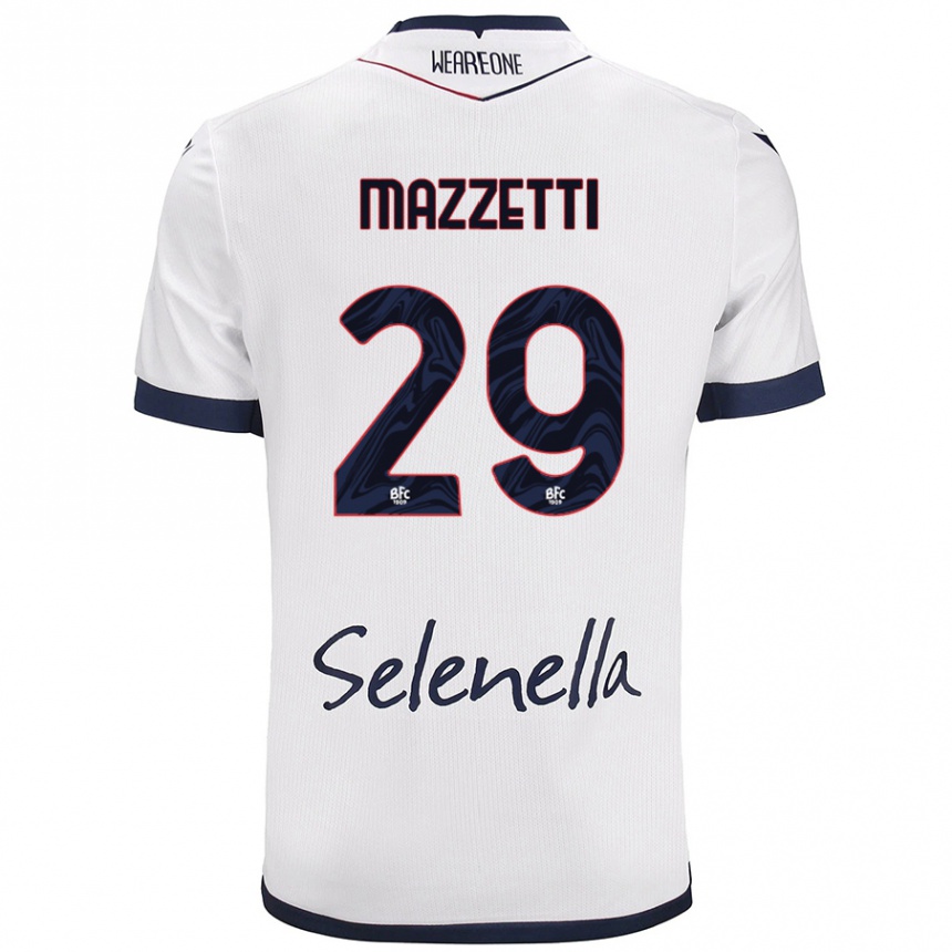 Kids Football Gabriele Mazzetti #29 White Royal Blue Away Jersey 2024/25 T-Shirt Uk