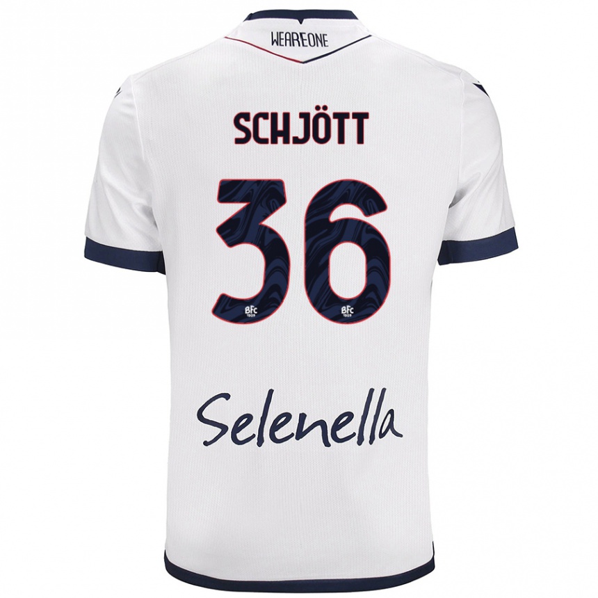 Kids Football Gustav Schjött #36 White Royal Blue Away Jersey 2024/25 T-Shirt Uk