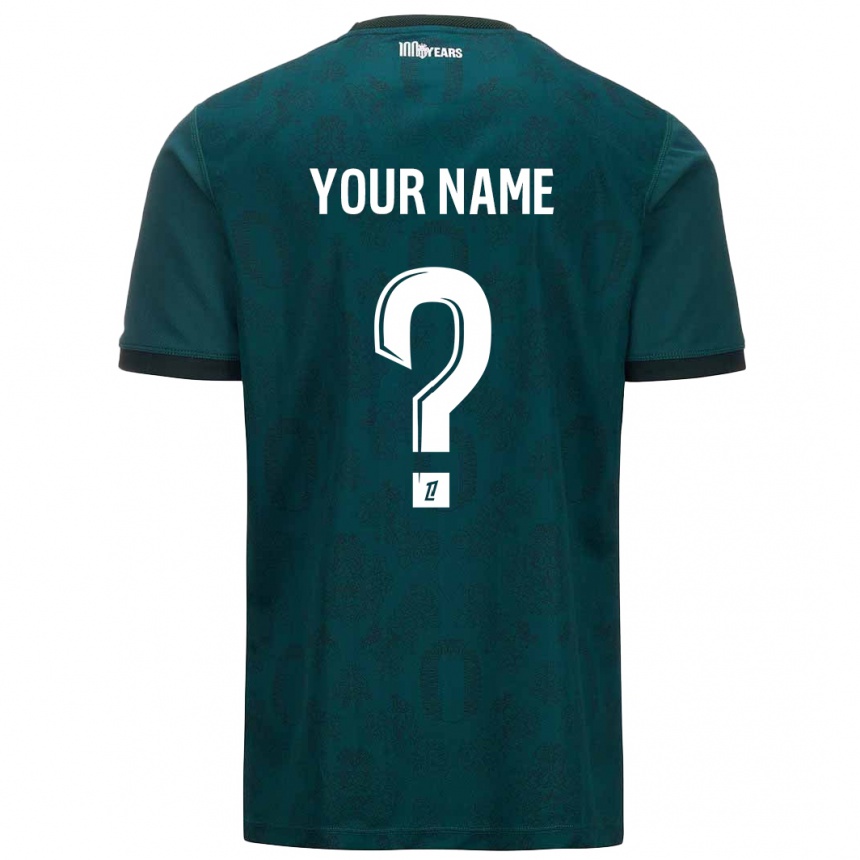 Kids Football Your Name #0 Dark Green Away Jersey 2024/25 T-Shirt Uk