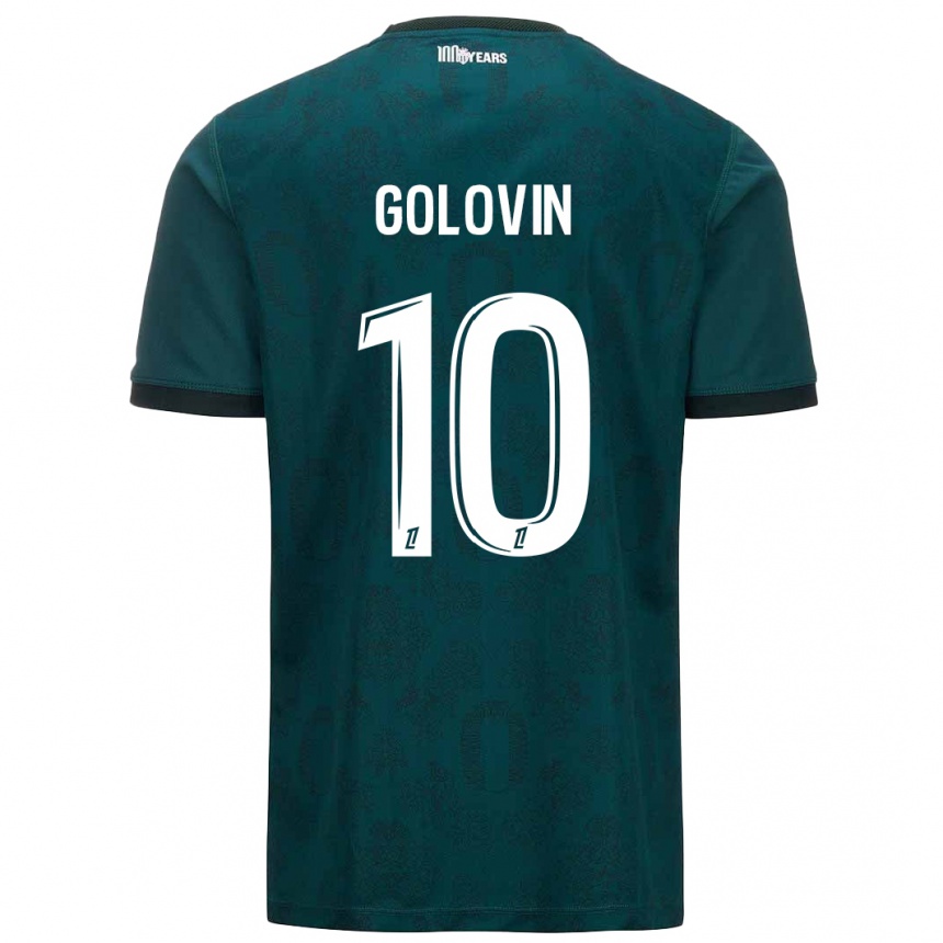 Kids Football Aleksandr Golovin #10 Dark Green Away Jersey 2024/25 T-Shirt Uk