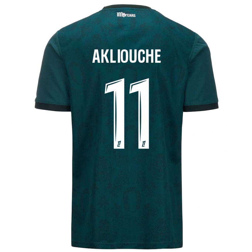 Kids Football Maghnes Akliouche #11 Dark Green Away Jersey 2024/25 T-Shirt Uk