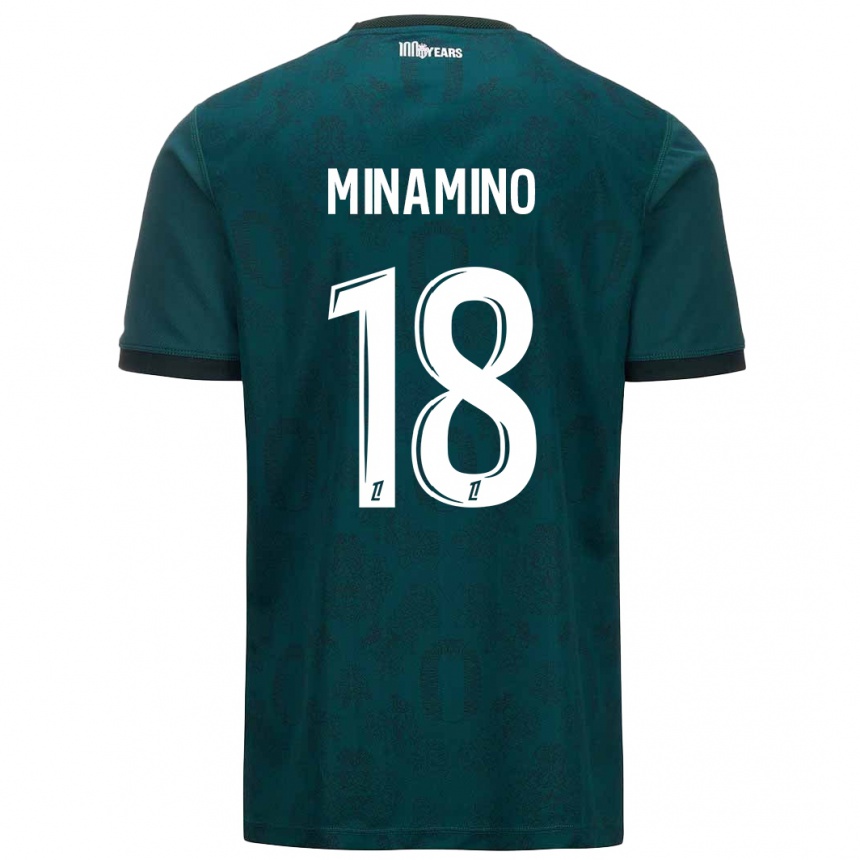 Kids Football Takumi Minamino #18 Dark Green Away Jersey 2024/25 T-Shirt Uk