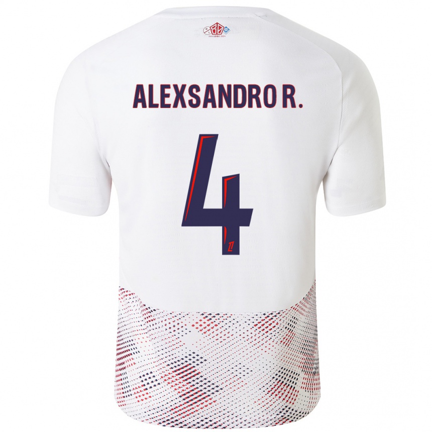 Kids Football Alexsandro #4 White Royal Blue Away Jersey 2024/25 T-Shirt Uk