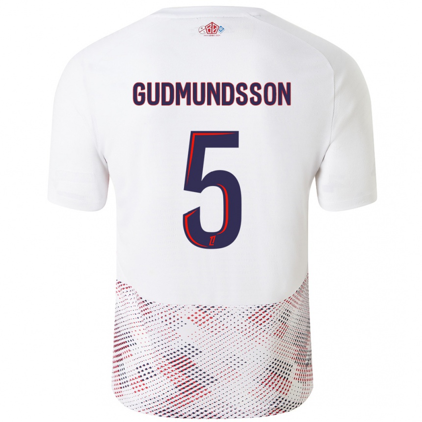 Kids Football Gabriel Gudmundsson #5 White Royal Blue Away Jersey 2024/25 T-Shirt Uk