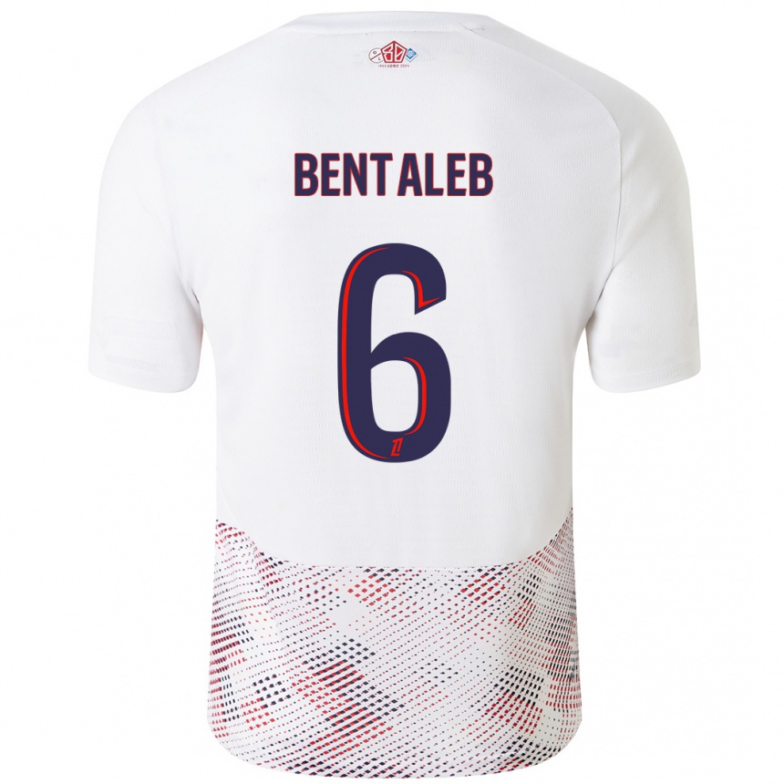 Kids Football Nabil Bentaleb #6 White Royal Blue Away Jersey 2024/25 T-Shirt Uk