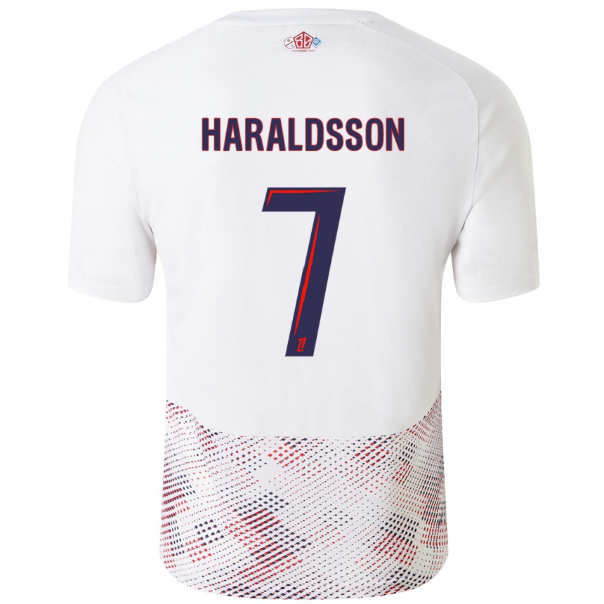 Kids Football Hákon Arnar Haraldsson #7 White Royal Blue Away Jersey 2024/25 T-Shirt Uk