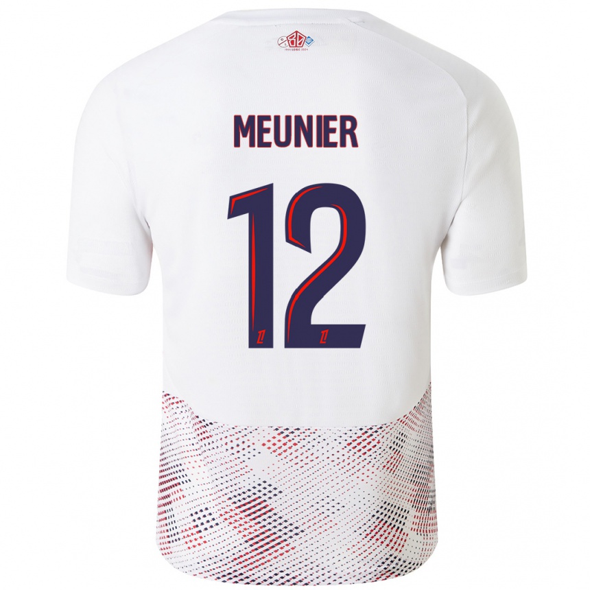 Kids Football Thomas Meunier #12 White Royal Blue Away Jersey 2024/25 T-Shirt Uk