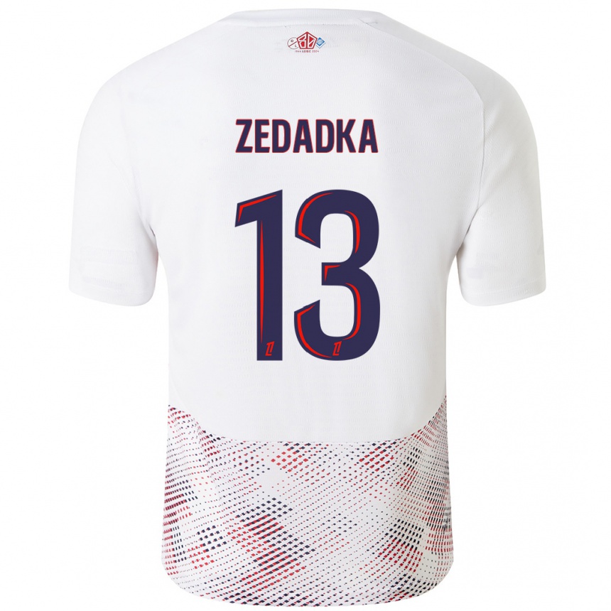 Kids Football Akim Zedadka #13 White Royal Blue Away Jersey 2024/25 T-Shirt Uk