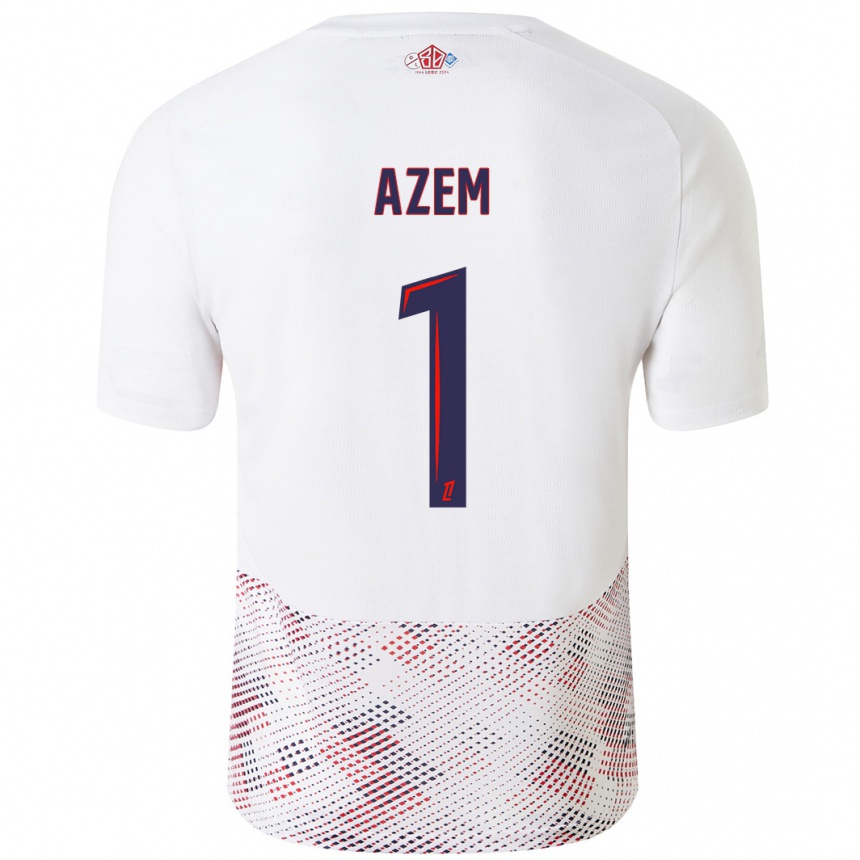 Kids Football Floriane Azem #1 White Royal Blue Away Jersey 2024/25 T-Shirt Uk