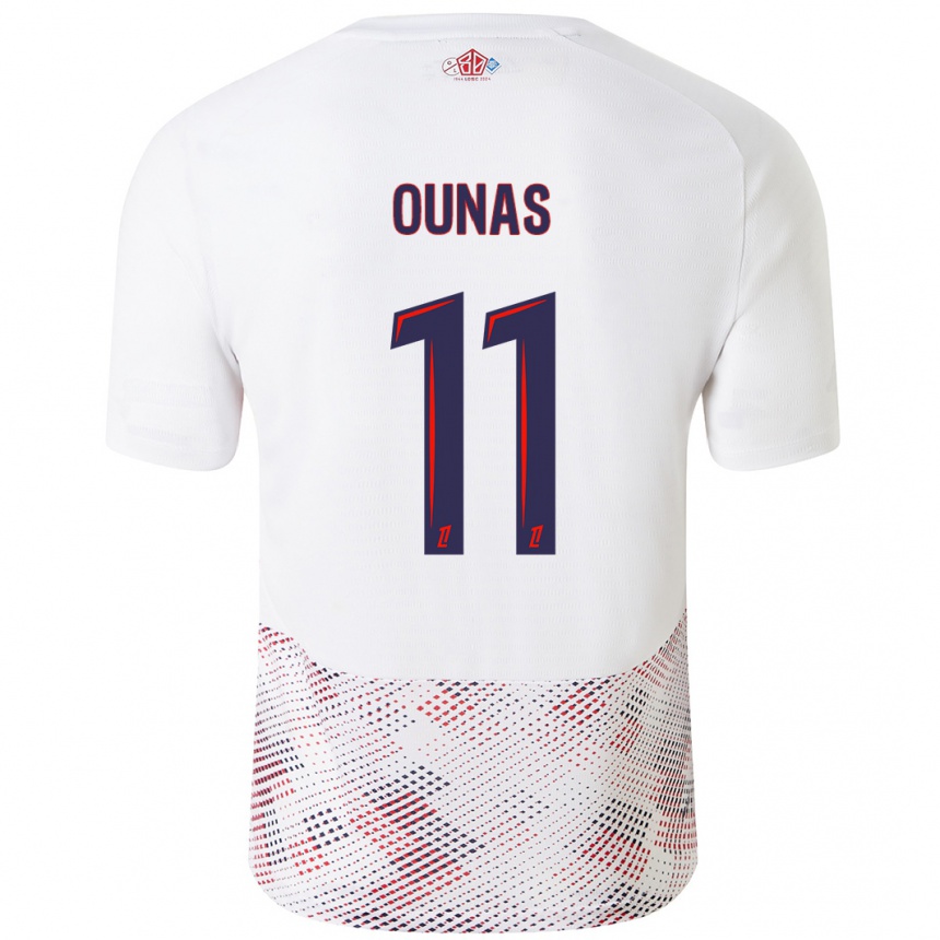 Kids Football Adam Ounas #11 White Royal Blue Away Jersey 2024/25 T-Shirt Uk