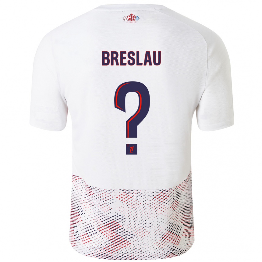 Kids Football Jessy Breslau #0 White Royal Blue Away Jersey 2024/25 T-Shirt Uk