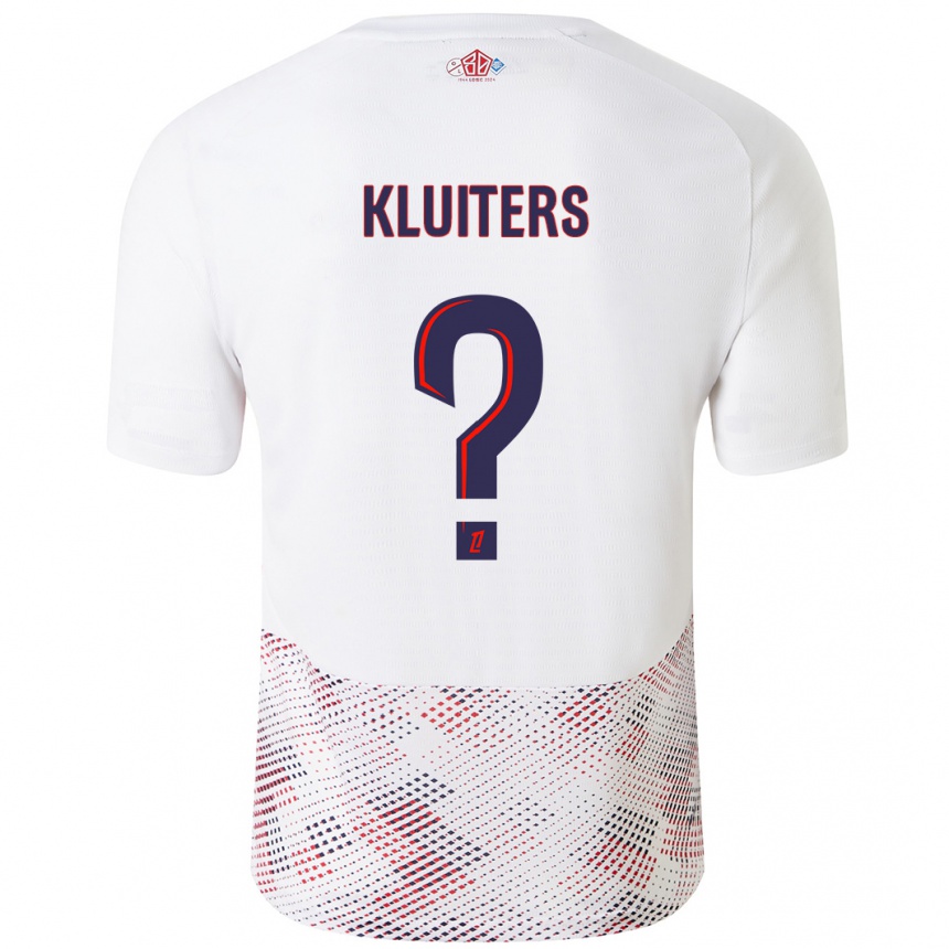 Kids Football Luuk Kluiters #0 White Royal Blue Away Jersey 2024/25 T-Shirt Uk