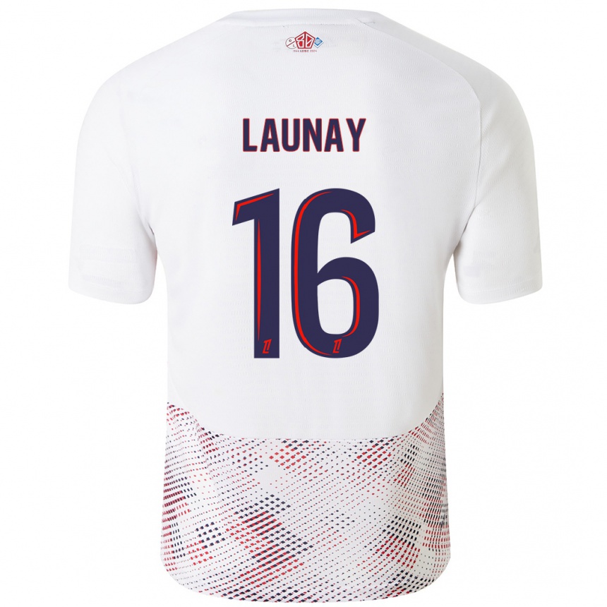 Kids Football Elisa Launay #16 White Royal Blue Away Jersey 2024/25 T-Shirt Uk