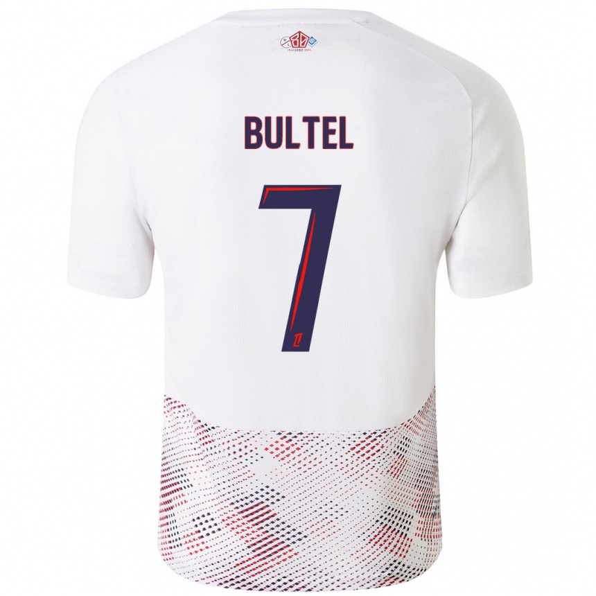 Kids Football Ludivine Bultel #7 White Royal Blue Away Jersey 2024/25 T-Shirt Uk