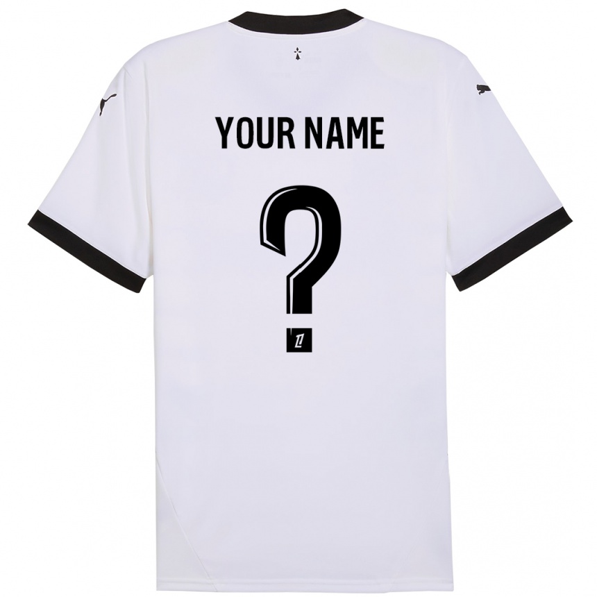 Kids Football Your Name #0 White Black Away Jersey 2024/25 T-Shirt Uk