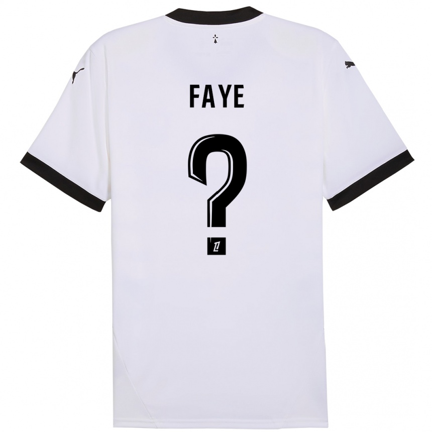 Kids Football Mikayil Faye #0 White Black Away Jersey 2024/25 T-Shirt Uk